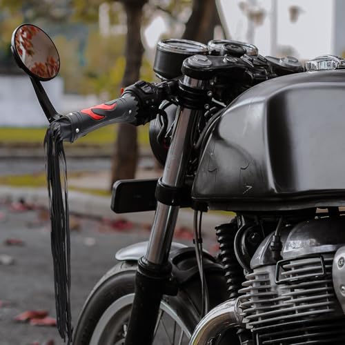 Puños de flecos negros para moto con cubiertas elegantes de manillar 4