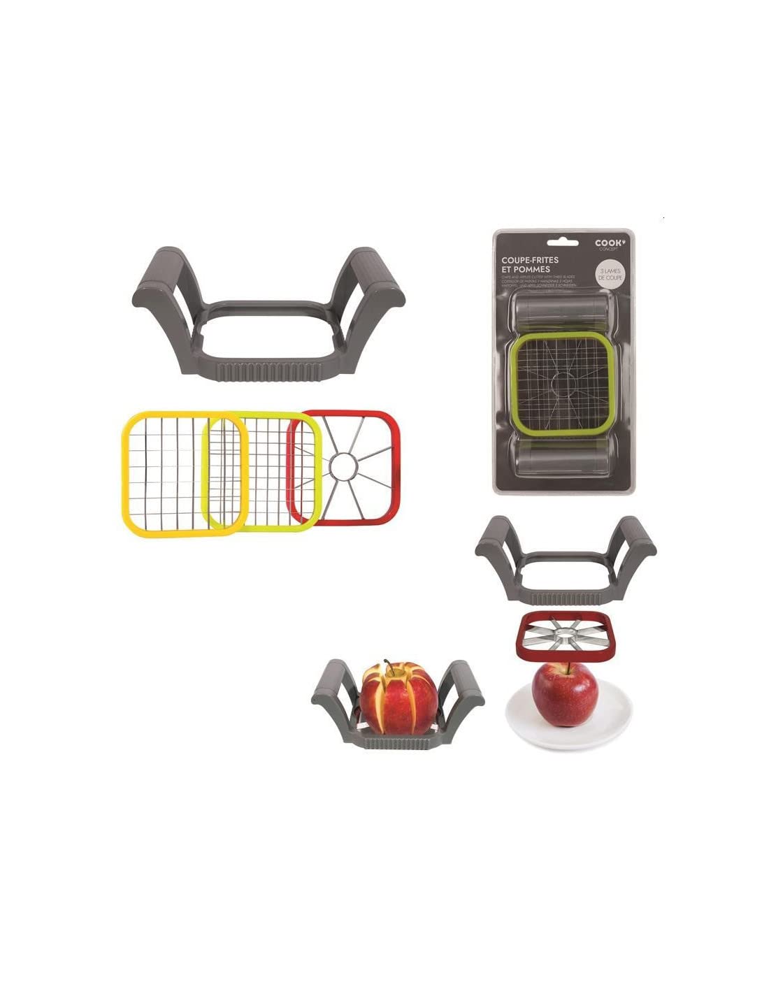 Cook Concept Coupe-Frites Manuel Lame en Inox Légumes Multicolore