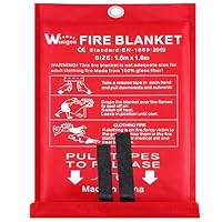 Löschdecke 160x180 für küche - Feuerlöschdecke DIN EN 1869:2019 Sicherheit Glasfaser Brandschutzdecke für Fettbrände Auto Schule Kamin Grill Büro Garage Schweißen Lager
