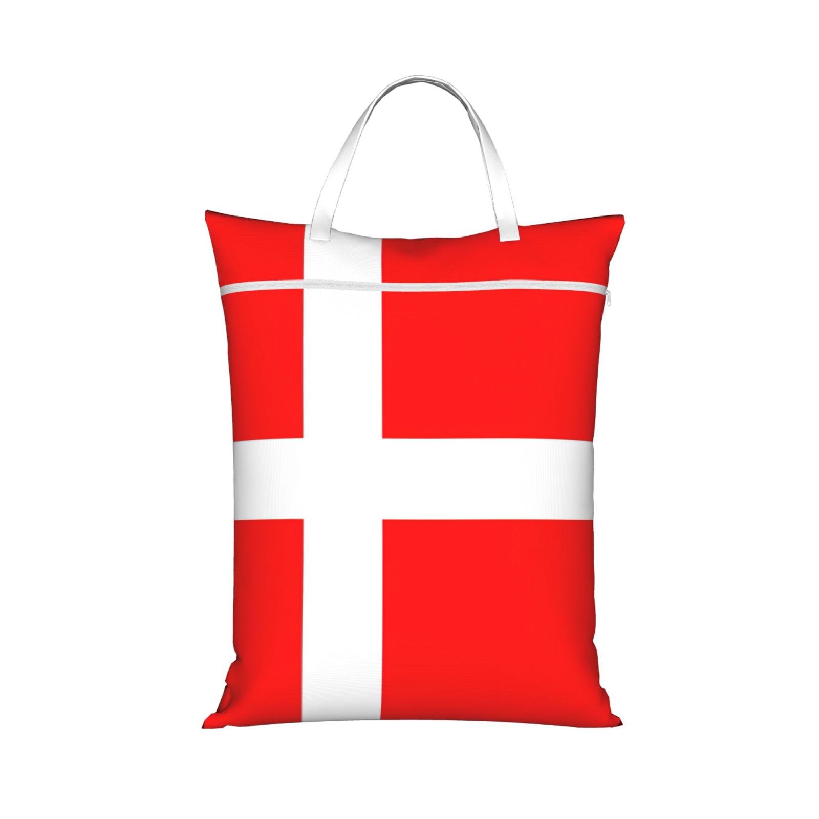 Denmark Danish Flag Print Large Travel Laundry Bags,Washable Dirty Clothes Bags for Travel,Dry & Wet Use.