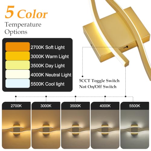Image of KARTOOSH Hardwired Gold Vanity Lights for Bathroom | 1 Pack 23.6 in LED Vanity Light, 5CCT Dimmable, Waterproof Rustproof, Hardwired Wall Mount for Bathroom Mirror Sides