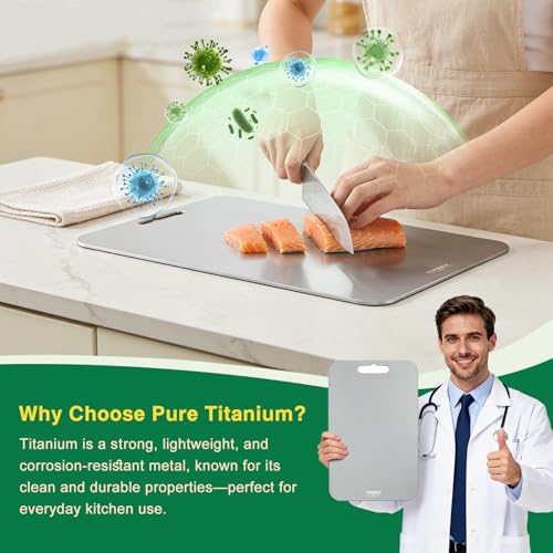 TIVEREX Titanium Cutting Board,100% Pure Titanium Cutting Boards for Kitchen, Easy to Clean, Dishwasher Safe, Double Sided Non Toxic Food-Grade Chopping Boards for Meats, Fruits and Vegetables by TIVEREX - Image 6