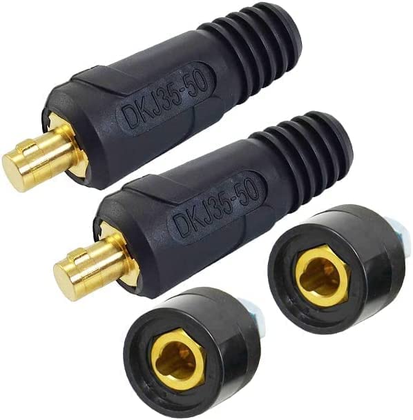 RIVERWELD TIG Cable de soldadura Panel Conector Enchufe y enchufe NEGRO DKJ35-50 y DKZ35-50 Dinse Dinze Ajuste rápido 315Amp 4 Uds