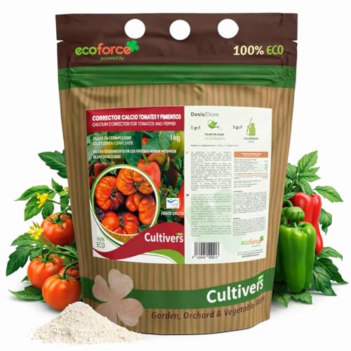 CULTIVERS Abono de calcio para tomates y pimientos 1 kg | Fertilizante ecoógico soluble para cultivos hortícolas | Aporte de calcio para suelo y aplicación foliar | Uso en huerto y jardín