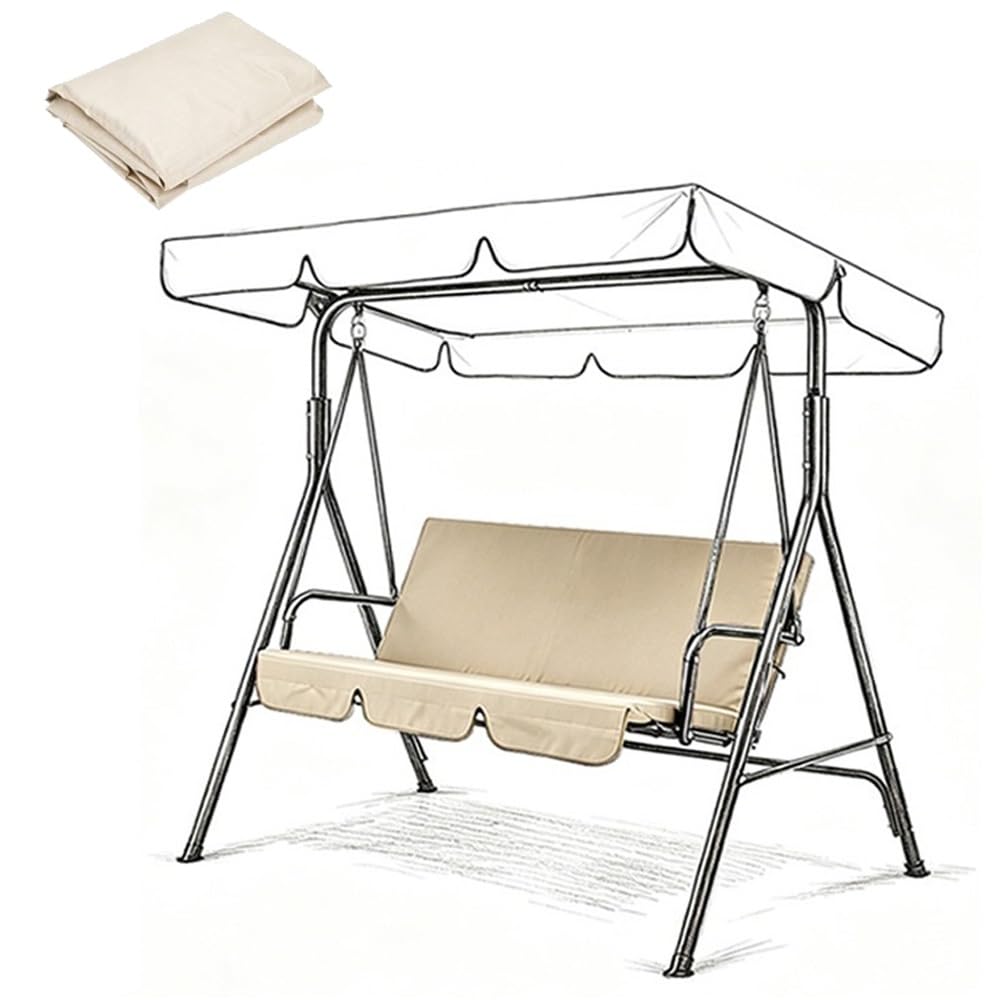 MACAGGTNTU Replacement Swing Seat Cover 210D Oxford Cloth Bench Swing Cushion Covers Outdoor Swing Cover Replacement For Patio Courtyard Garden 150x50x10cm(Beige,130x45x8cm/51x18x3in)