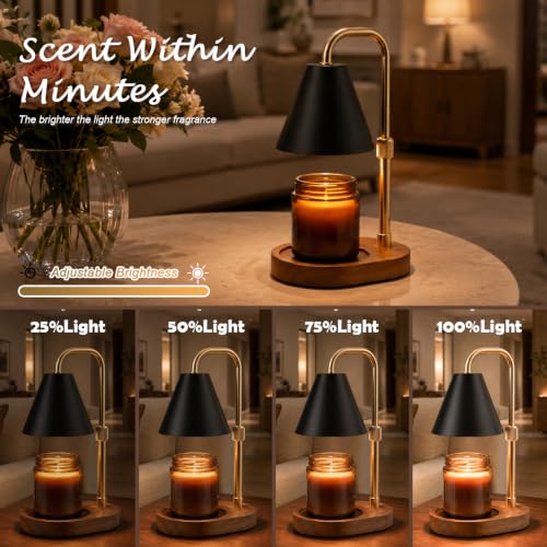 SOKCVSEA Candle Warmer Lamp Timer Height Adjustable | Birthday Gifts for Women Mom Gifts, House Warming Gifts New Home Decor, Wax Melt with 2 Bulbs Blacks - image 3