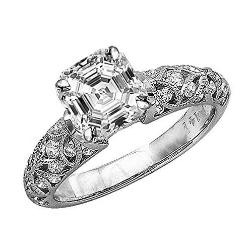 2 Ctw Platinum Vintage Channel Filigree Milgrain Asscher Cut GIA