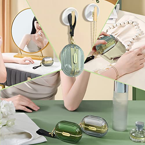 2 Pcs Double Sided Mini Lint Roller With Hand Strap,Reusable Portable Lint Roller Remove Lint And Pet Hair From Clothes, And Furniture, With 8 Refills, Dust Fuzz Fur For Travel Household (Grey+Green) #TOP3