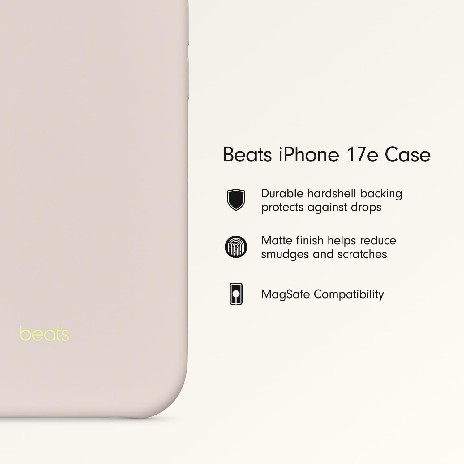 Beats iPhone 17e Case with MagSafe, Thin and Light Hardshell, Matt Finish, Microfibre Lining – Lime Stone