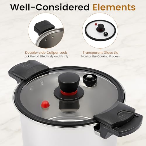 Olla a presión de acero inoxidable 7L con tapa de vidrio miniatura 7
