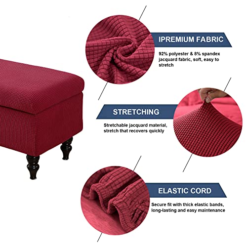 Image of FUANGUI Ottoman Cover Stretch Storage Ottoman Bench Slipcover Printed Folding Storage Bench Ottoman Cover Footrest Stool Slipcover Footstool Protector Cover with Elastic Bottom,Medium
