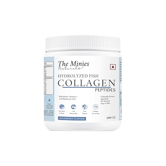 Hydrolyzed Marine Fish Collagen Peptides Powder | Clinically Proven (with Biotin, Hyaluronic acid & Vitamin C) | Supports Healthy Skin, Hair, Nails, Bone & Joint 200g (Orange)