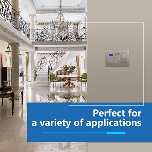 Image of LIDER Decorator Switch Cover, Screwless Wall Plate, Mid-Size 3-Gang 4.88 inch x 6.77 inch, LSWP-33M-NK, UL Listed, Thermoplastic, Matte Nickel, 1-Pack