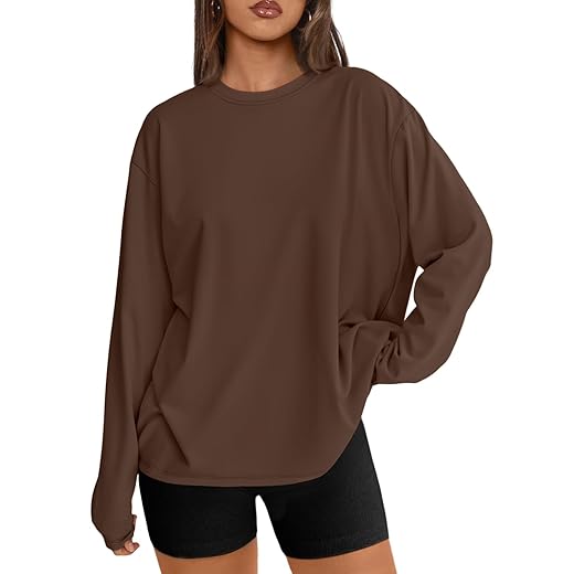 Trendy Queen Womens Oversized Long Sleeve T Shirts 2025 Basic Crewneck Tee Fall Tops Casual Workout Y2K Clothes