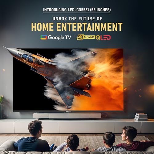 Image of Intex 140 cm (55 Inches) Frameless 4K QLED Smart Google TV | Android 14 | Dolby Vision & Dolby Atmos | 120Hz Refresh Rate | 2GB RAM + 32GB Storage | Google Assistant | Chromecast Built-In | LED-GQ5531