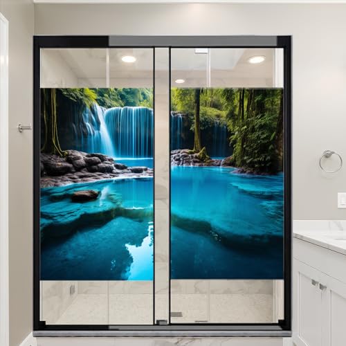 Película adhesiva para ventana efecto vidriera azul 2 piezas miniatura 3