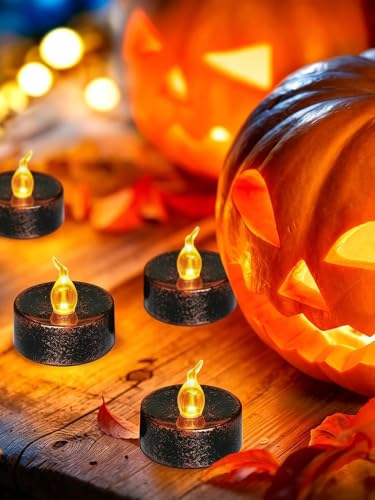 Image of 12PCS Halloween Copper Tea Light Candles Battery Operated