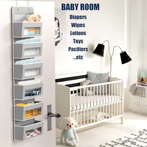 image for Simple Houseware 6 Clear Window Over Closet Door Pocket Storage Hangin