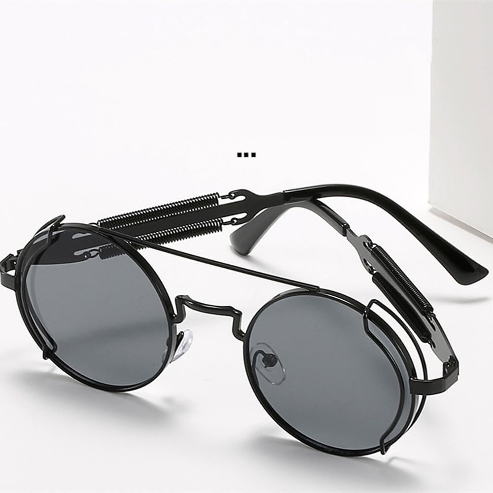 Metal Steampunk Flip Sunglasses Flip Men And Women Fashion Round Frames