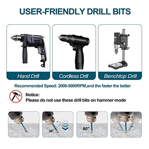 MINLAYCUT Diamantbohrer Fliesenbohrer 6/6/6/8mm+6mm 5 stücke Lochsäge Fliesen für Porzellan Fliese Keramik Granit Marmor Trockenbohren