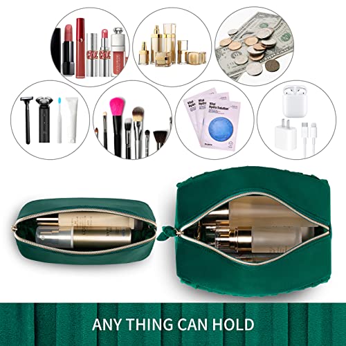 Vlando Makeup Bag,2 Pcs Cute Makeup Bag Travel Makeup,Modern Lizzy Velvet Portable Cosmetic Pound,1 Pcs Makeup Bag With Large Capacity And 1 Pcs Small Lipsticks Storage Bag Christmas Day Gift Green #TOP3