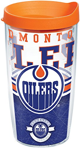 Review Product Tervis Made in USA Double Walled NHL Edmonton Oilers Insulated Tumbler Cup Keeps Drinks Cold & Hot, 16oz - Orange Lid, Core