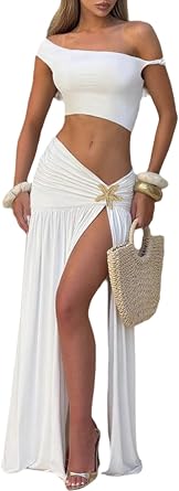 2 Piece Sets for Women Sexy One Shoulder Summer Date Night Vacation Going Out Skirt Sets Women 2 Piece Outfits 2026