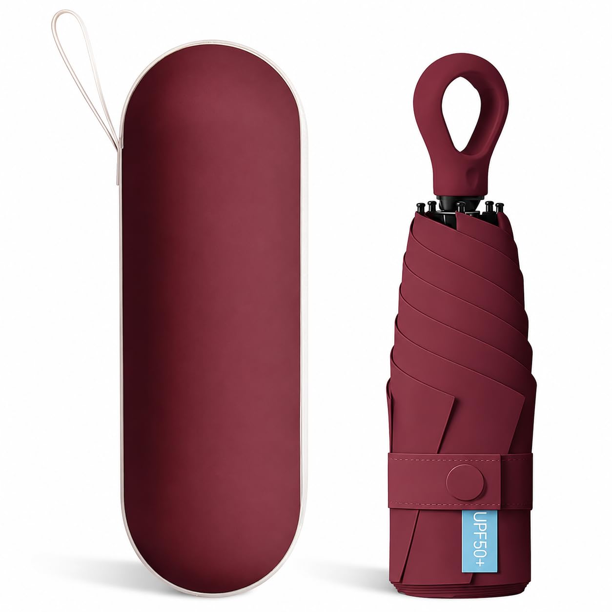 Mini Umbrella with Case for Men & Women (Manual Open) Compact Travelling Pocket Umbrella, Polyester & UV Protect Fabric for Summer/Anti-Slip Handle- Use in Rain & Summer-Foldable Windshield-image-4