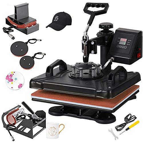 EOSAGA 5 in 1 Heat Press Machine 12â€x15â€ Heat Transfer Machine with 360-Degree Swing Away Function Digital Sublimation Heat Press Machine for T-Shirts Hat Mug Plate Cap Sports Bottle