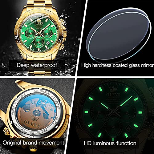 Image of OLEVS Automatic Gold Watches for Men Luxury Classic Stainless Steel Calendar Luminous Waterproof Watches for Men