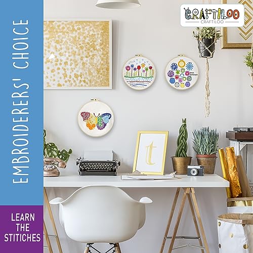 Image of CRAFTILOO Embroidery Kit for Beginners Cross Stitch Kits for Beginners Needlepoint Kits for Adults Embroidery Kits Butterfly