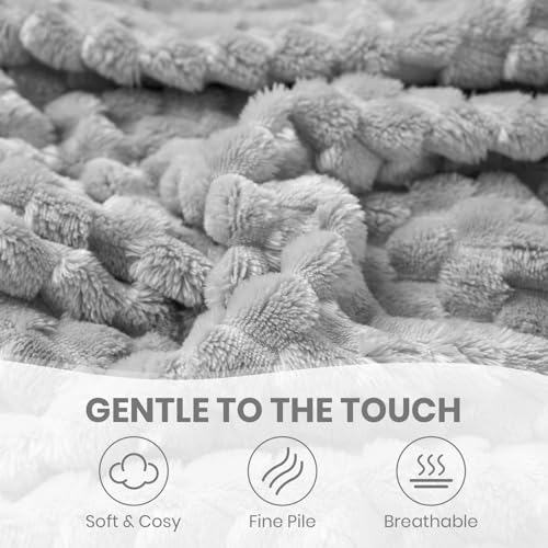 Good Nite Manta mullida de 230 x 200 cm, Manta Suave de Microfibra para sofá, Plaid cálida de Forro Polar para sofá y Cama, Dormitorio, Oficina, Gris - imagen 3