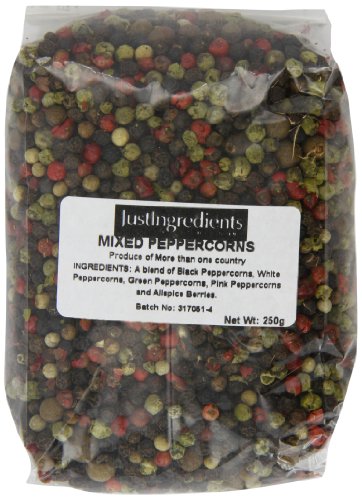 JustIngredients 5 Pepper Mix 250g Premium Whole Mixed Peppercorns with Allspice Black White Green & Pink Peppercorn Blend Bold Aromatic Flavour for Seasoning Cooking & Grinder Refills