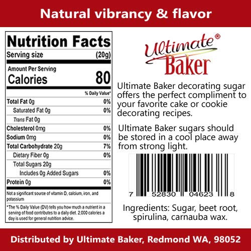 Ultimate Baker Decorating Sugar - All Natural Colored Sugar For Cake Decorating, Cupcakes, Cookies, Baking Sugar & Icing Topping, Large Crystal (8Oz, Red) #TOP6