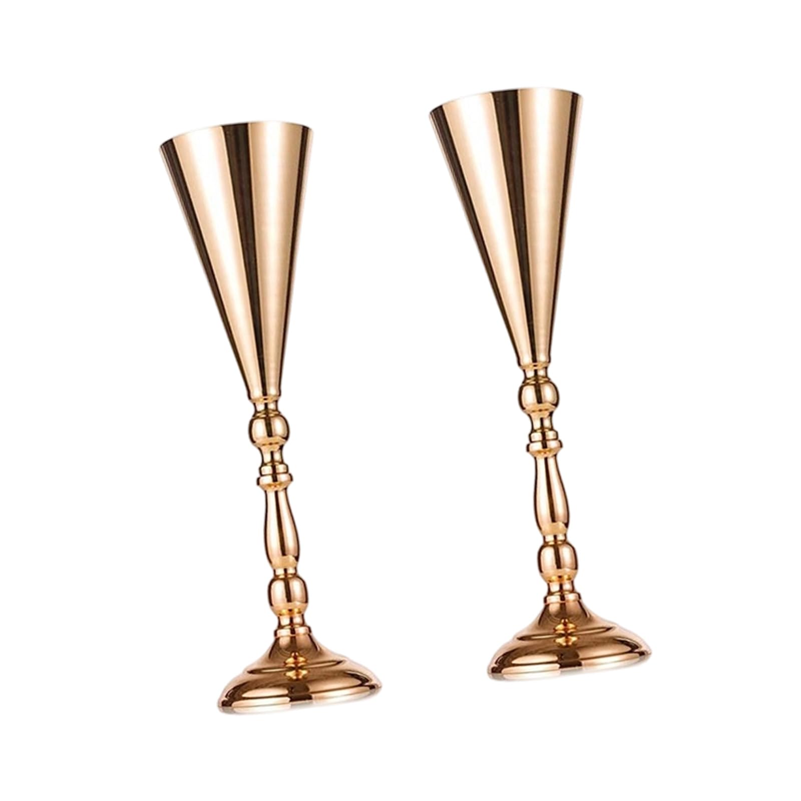 Whoasyst 2Pcs Tabletop Metal Wedding Flower Trumpets Vases Table Decorative Centerpieces Artificial Flower Arrangements Home Deck Metal Vases