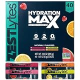 ZestLytes 40 Sticks Salty Fruit Sugar Free Electrolyte Hydration Packets, High Sodium Low Calorie Electrolyte Powder Drink Mix, Liquid Daily IV Flavors Salty Watermelon Raspberry Lemon Orange
