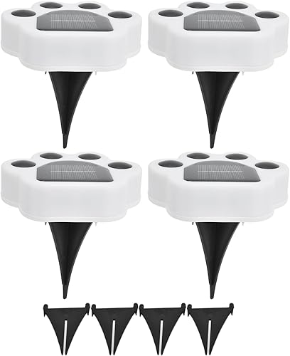 plplaaoo Linterna solar, luces solares en forma de pata para exteriores, 4 piezas LED de iluminación de paisaje, luz enterrada, lámpara decorativa