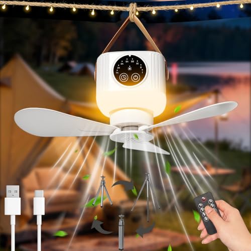 HuaMuDM Deckenventilator mit Beleuchtung Camping, Pavillon Terrasse