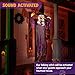 JOYIN 72” Halloween Hanging Witch Decorations Outdoor, Flying Talking Ghost Decor Light Up Eyes Sound Activated, Outside Indoor Haunted House Prop for Lawn Yard Garden, Purple