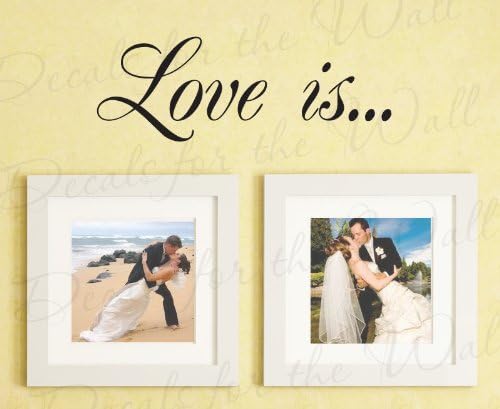 Love is - Family Marriage Wedding Bedroom Pictures Living Room - Large Wall Decal Saying, Vinyl Lettering, Decoration Quote, Sticker Graphic Art Mural Letters Decor