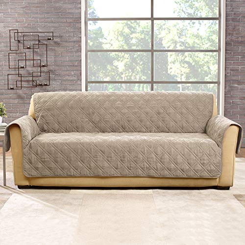 Surefit Sf44895 Microfiber Sofa Quilted Furniture Throw Pet Couch Cover, Relaxed Fit, Polyester, Machine Washable, Sable Color #TOP2