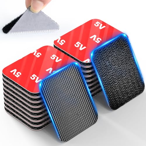 PHIXBEAR Hook and Loop Strips with Super Adhesive Heavy Duty, Heat Resistant Waterproof, Outdoor or Indoor Use, 16 Sets Black 1.57x1.97 Inch