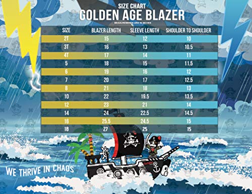 Black N Bianco Boys' Golden Age Blazer Jacket With Brass Buttons Presented By The Black Ring Pirates (7, Pirate Black) #TOP6