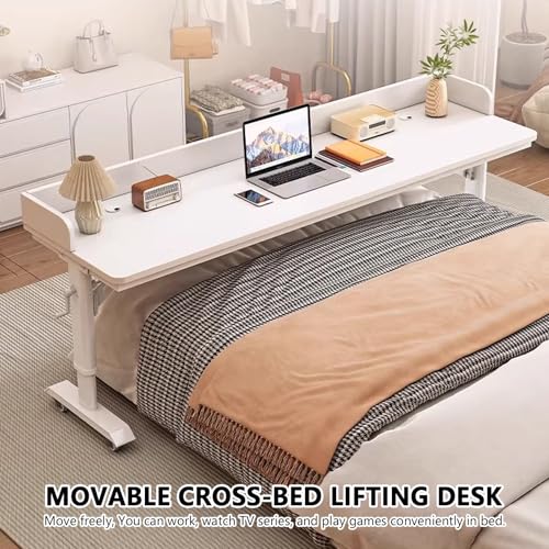 Table pour lit a roulette réglable en hauteur et bureau mobile - 4
