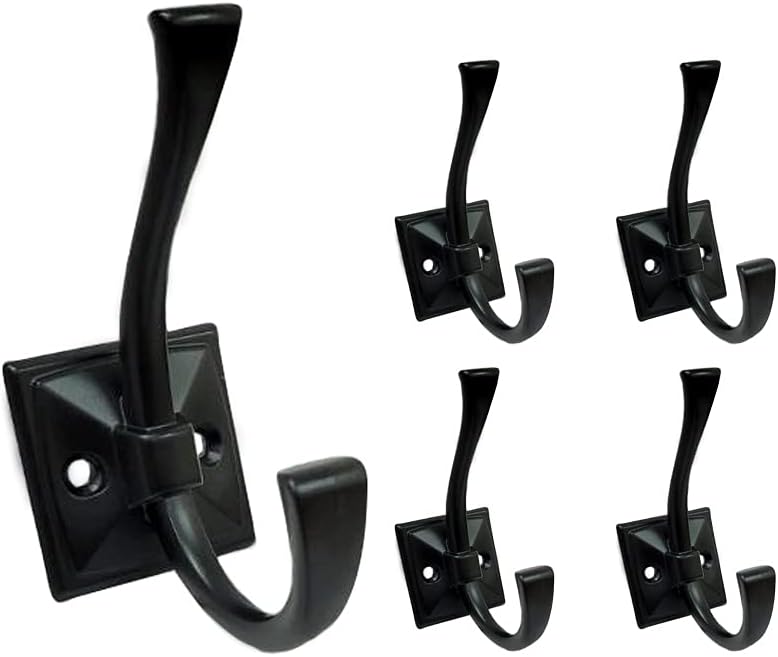 QCAA Coat and Hat Hook, Zinc Die Cast, Matte Black