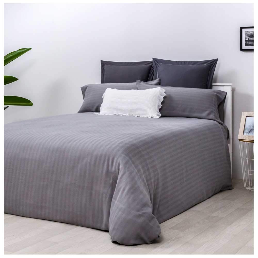 Funda Nordica Jacquard Herringbone Gris Cama de 180 ALGODÓN 100%