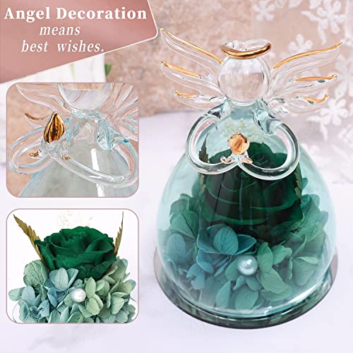 ANLUNOB Birthday Gifts Women Rose for Her for Him Rose Petals Flower Gifts for Mom Preserved Real Rose in Angel Glass Gifts for Women Rose Gifts Idea for Wife Flowers for Decoration