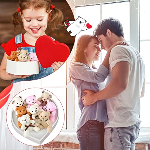 16 Pcs Mini Bear Stuffed Animal 4 Inch Bear Bulk Small Bear Mini Joint Bear Soft Tiny Bear Doll For Diy Keychain Party Favor Decor(Light Brown, Dark Brown, Pink, Beige,Cute) #TOP5