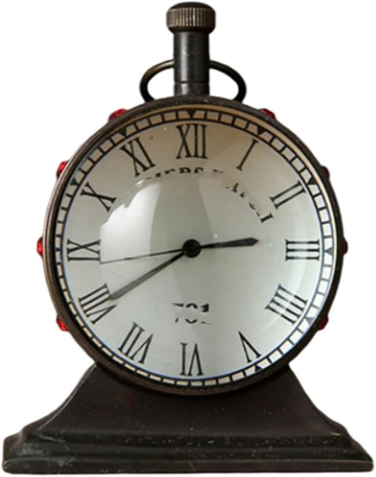 Nostalgia Do Old Retro Big Alarm Clock Metal Copper Spherical Double-Sided Convex Glass Ornaments