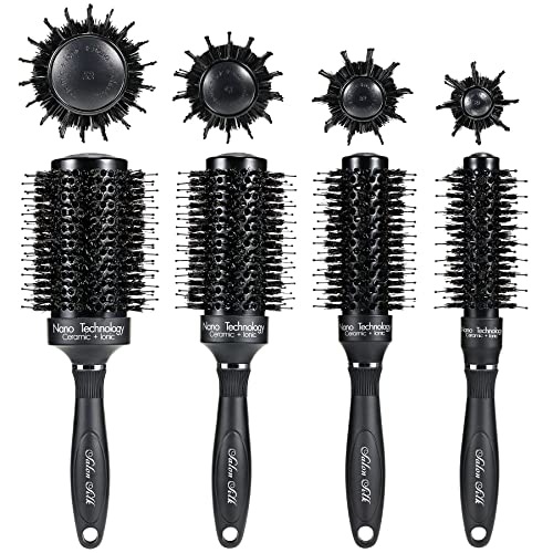 SalonSilk Round Brush Set for Blow Drying, Hair Brush with Natural Boar